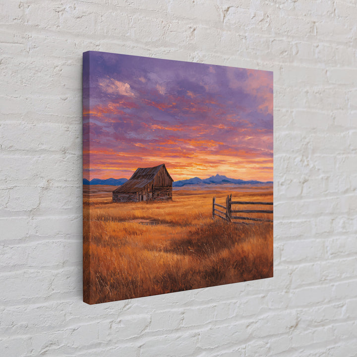 Old Barn At Pink Sunset Wall Art, Rustic Country Landscape Canvas Print, Farmhouse Home Decor, Cozy Living Room Country Wall Art