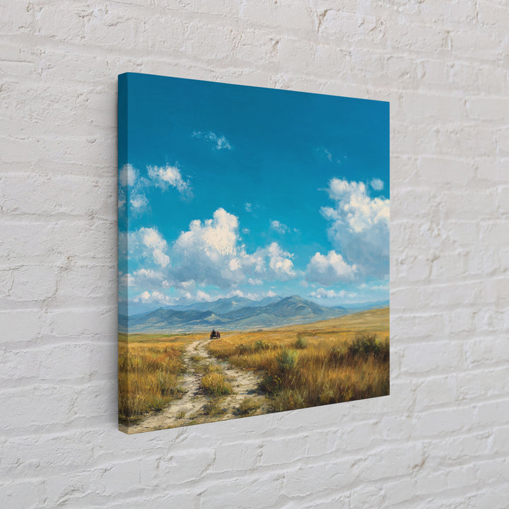 Golden Prairie Wagon Landscape Wall Art, Western Country Sunset Painting, Rustic Home Decor, Large Modern Art Print Canvas