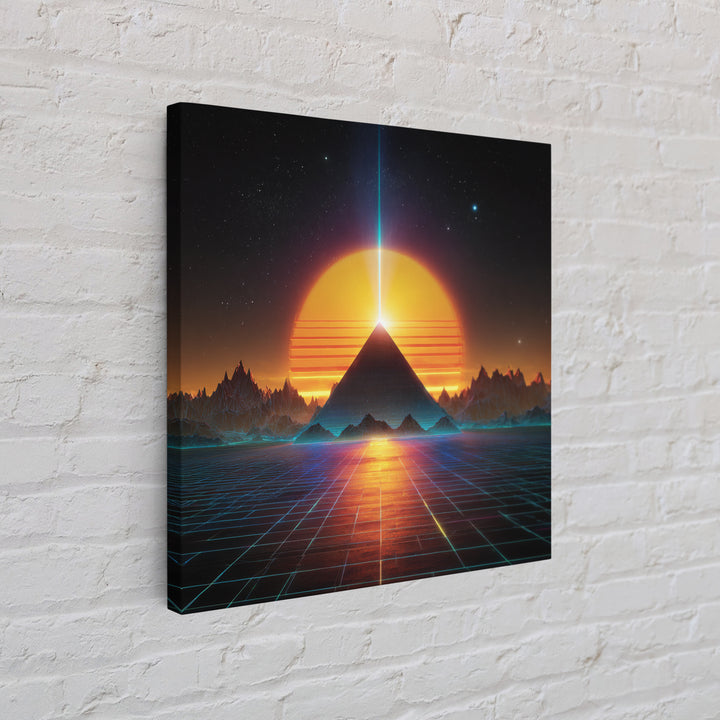 Retro Futuristic Pyramid Sunset Wall Art Neon Sci Fi Landscape Print Modern Abstract Art Print For Home Decor Living Room