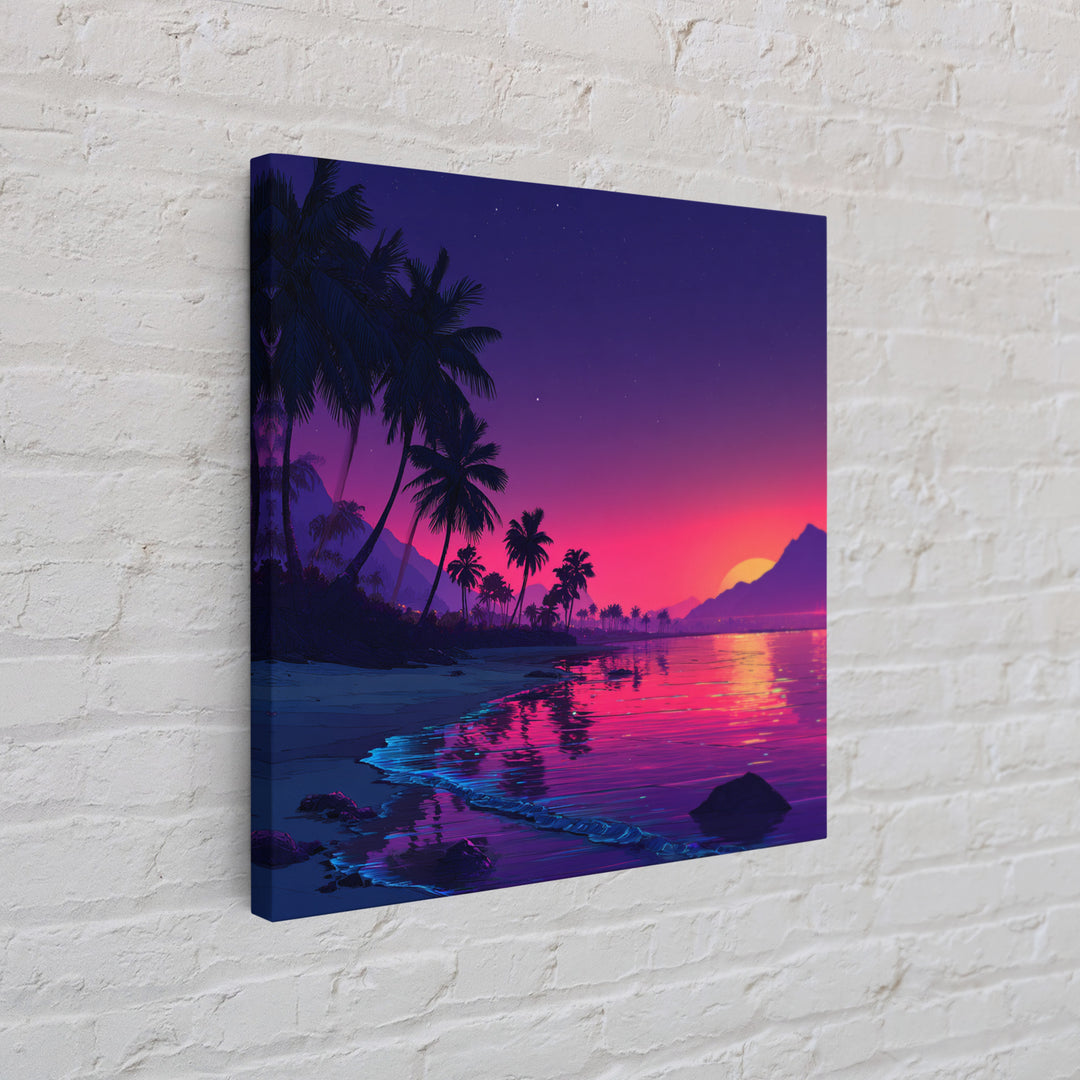 Vibrant Tropical Sunset Beach Wall Art, Colorful Coastal Ocean Print, Summer Home Decor, Modern Coastal Wall Art Print