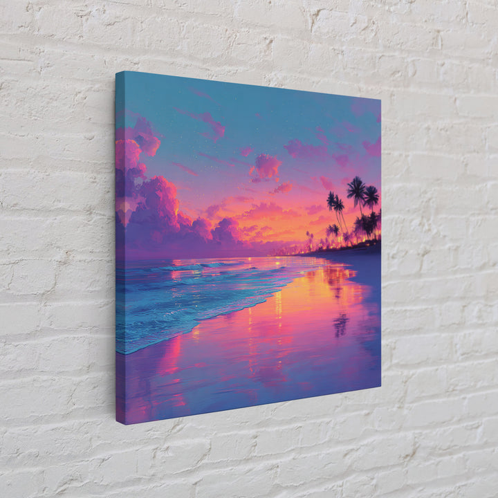 Colorful Seaside Sunset Wall Art, Tropical Ocean Beach Print, Vibrant Coastal Decor, Modern Summer Ocean Wall Art