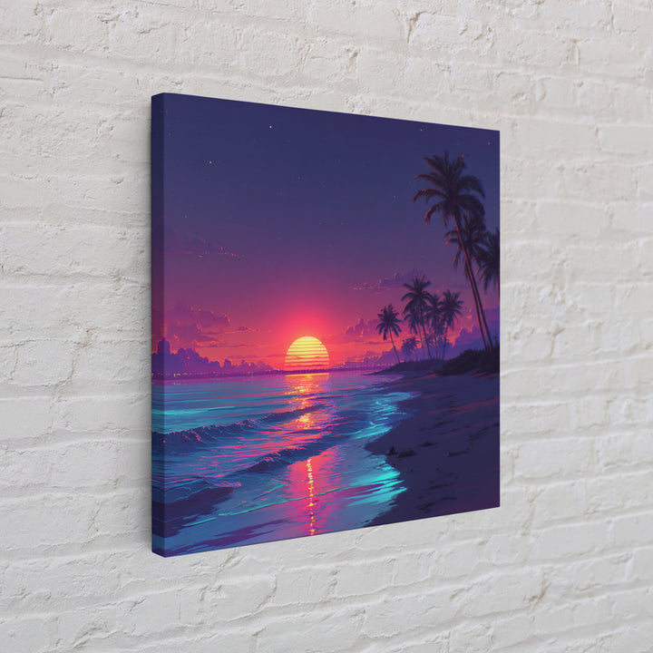 Vibrant Tropical Beach Sunset Wall Art Canvas Print Coastal Ocean Painting Summer Home Decor