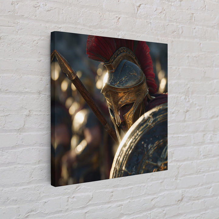 Spartan Hoplite Helmet Wall Art, Ancient Greek Framed Canvas Print, Warrior Decor, Masculine Office Art, Gift For Him, Historical Art