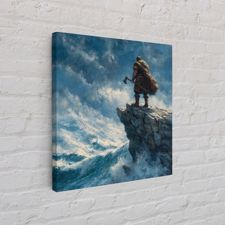 Viking Warrior On Windy Ocean Cliff Canvas Print, Seascape Wall Art, Nautical Decor, Masculine Office Decor, Gift For Him
