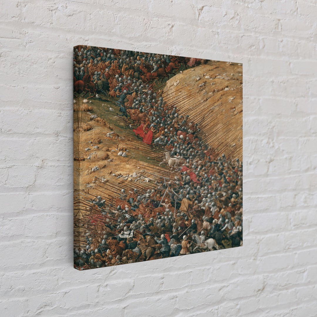 Medieval Battle With Cavalry And Spears Wall Art, Historical Warfare Painting, Large Canvas Print, Classic European Decor