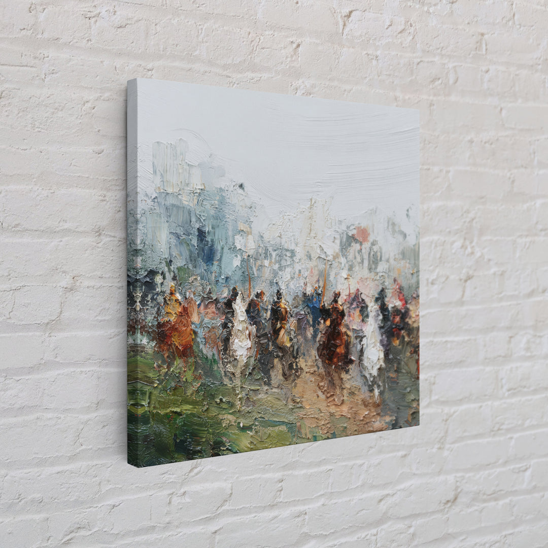 Impressionist Cavalry Charge Wall Art, Roman Battle Painting, Warrior Horse Canvas, Historical Living Room Decor, Large Statement Art