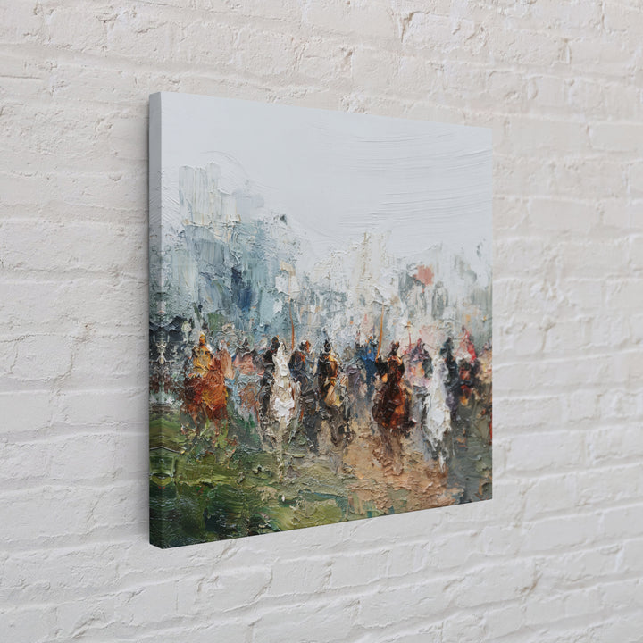 Impressionist Cavalry Charge Wall Art, Roman Battle Painting, Warrior Horse Canvas, Historical Living Room Decor, Large Statement Art