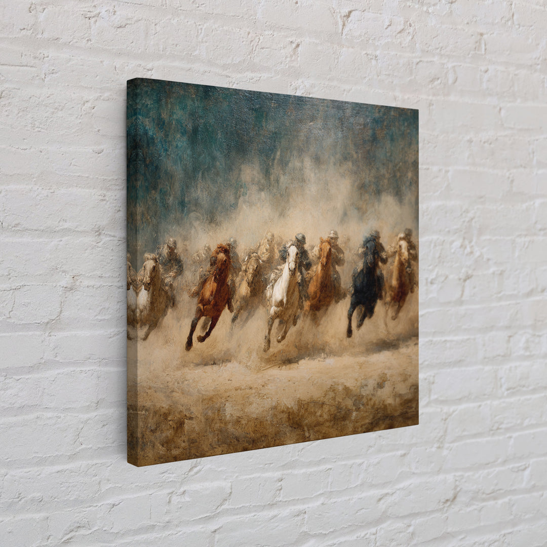 Galloping Horses Through Desert Dust Canvas Print, Equestrian Wall Art, Western Horse Painting, Rustic Living Room Decor