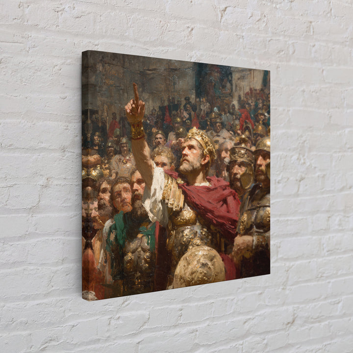 Roman Emperor Addressing Army Framed Canvas Print, Classical History Wall Decor, Ancient Battle Art, Statement Office Decor