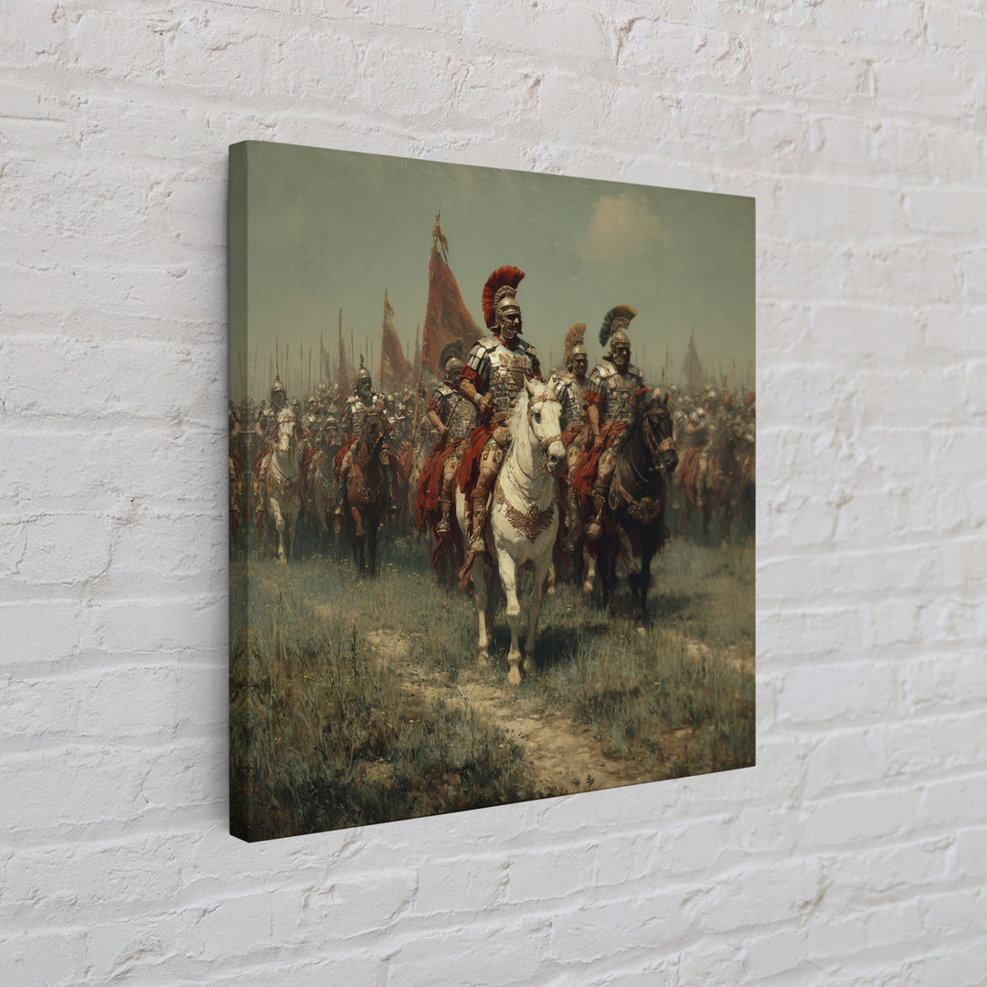 Roman Cavalry Legion Marching Across Field Framed Canvas Print, Historical Wall Art, Equestrian Art, Large Wall Decor, Living Room Art