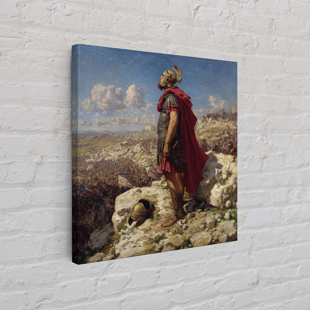 Roman General Overlooking Ancient Battlefield Wall Art, Classical Oil Painting Print, Historical Decor, Living Room Art, Gift For Him