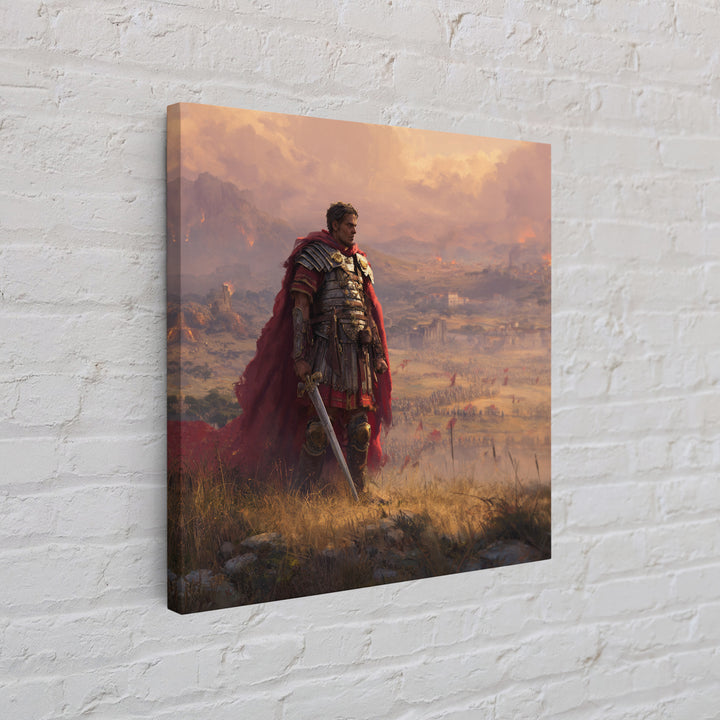 Roman General At Sunset Battlefield Wall Art, Ancient Warrior Canvas, Historical Fine Art Print, Masculine Office Decor Gift