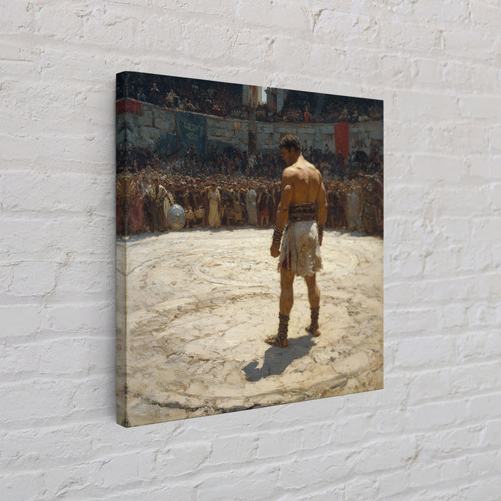 Gladiator In Roman Arena Canvas Print, Ancient History Oil Painting, Masculine Wall Art, Classical Office Decor Gift For Him