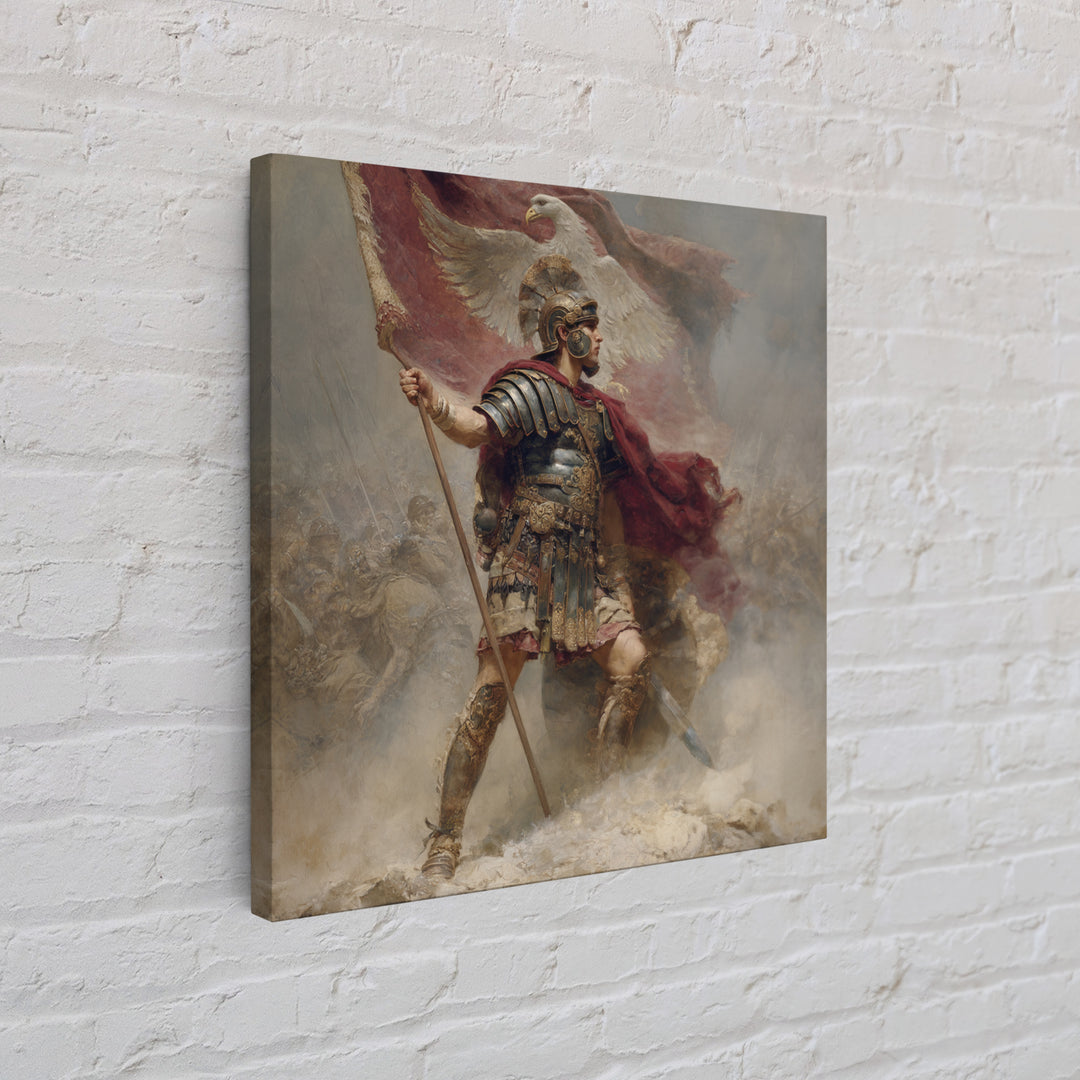Roman Standard Bearer With Eagle Flag, Classical Battle Canvas Print, Historical Wall Art, Ancient Rome Decor, Gift For Him