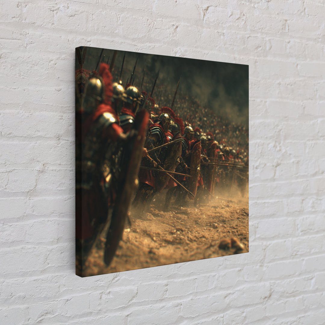 Roman Legion Soldiers In Battle Formation Wall Art, Ancient Warrior Print, Historical Canvas Art, Masculine Office Decor