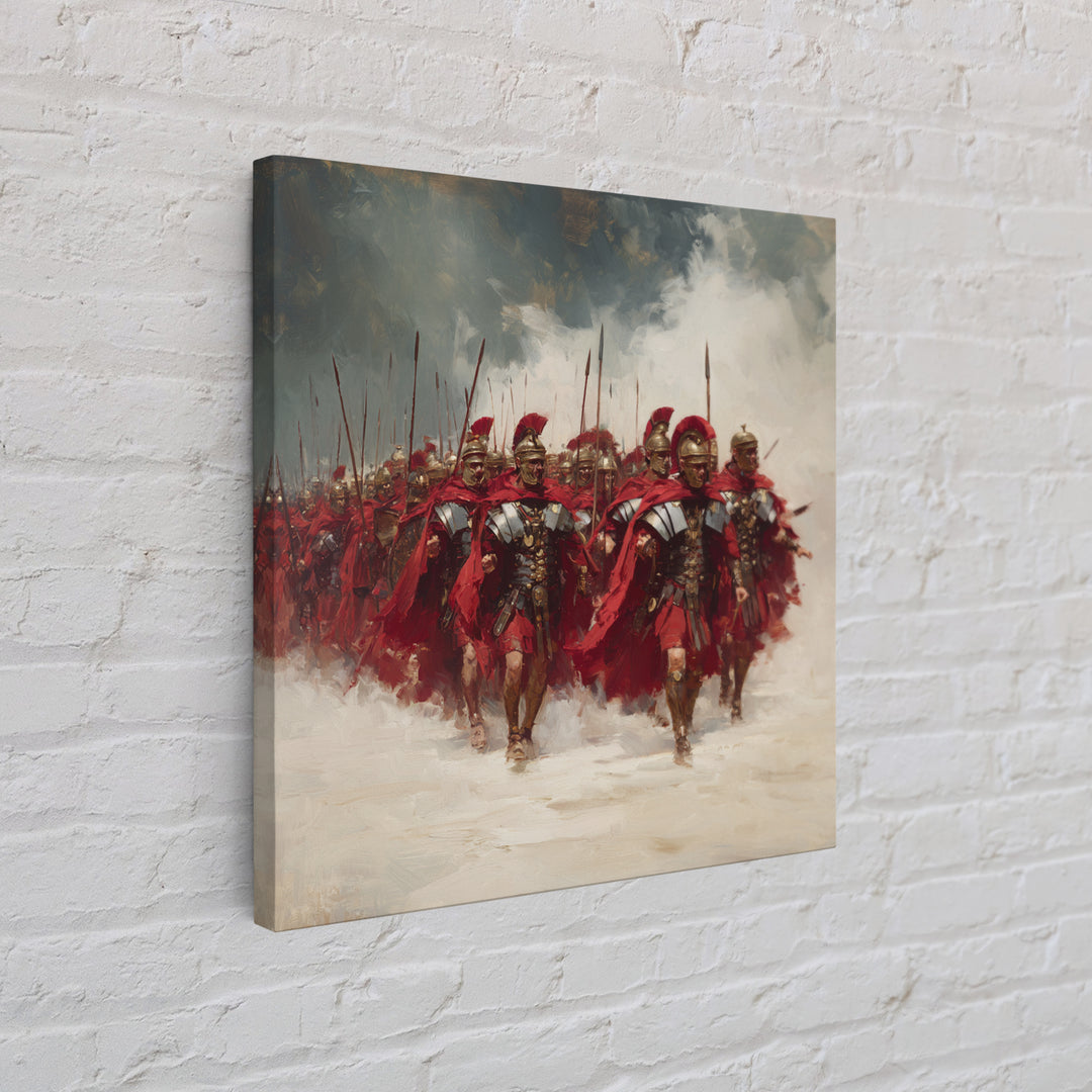 Roman Legion Marching With Red Capes Framed Canvas Print, Historical Wall Art, Masculine Office Decor, Gift For Him, Classic Art