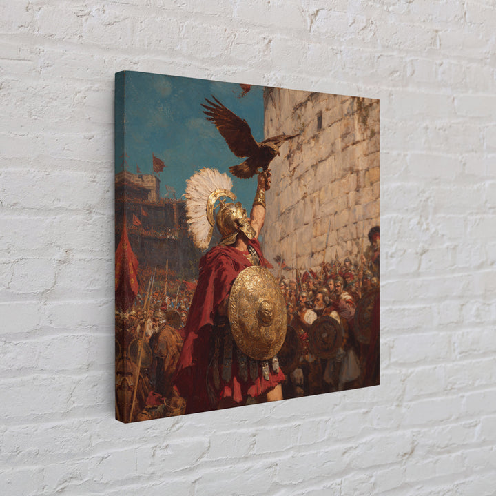 Triumphant Roman Commander With Eagle Wall Art, Ancient Battle Painting, Historical Canvas Decor, Statement Living Room Art