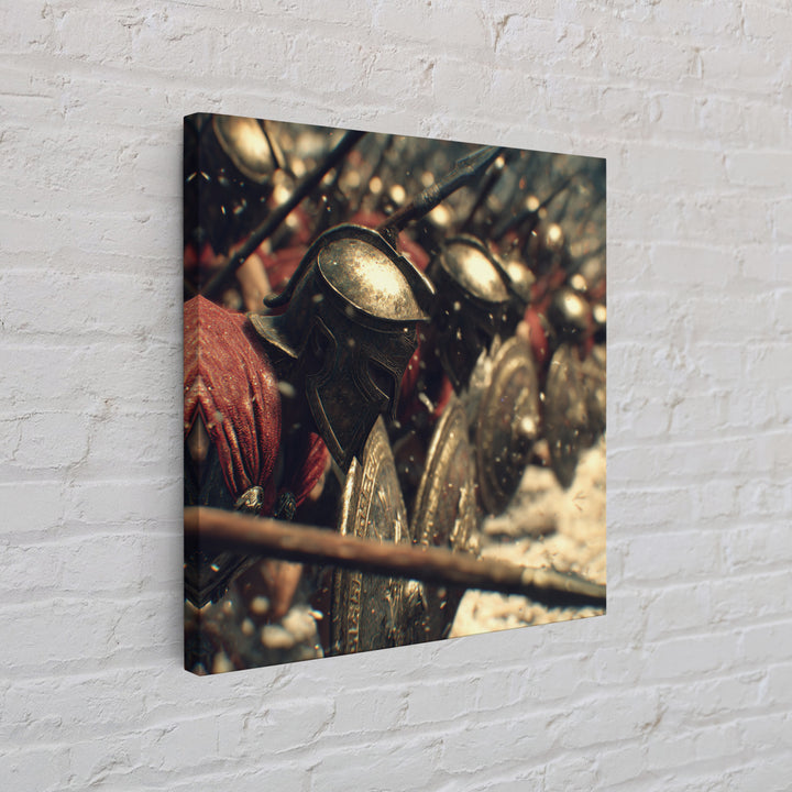 Spartan Phalanx With Bronze Helmets Wall Art, Ancient Greek Canvas Print, Warrior Battle Decor, Historical Gift For Him, Office Decor