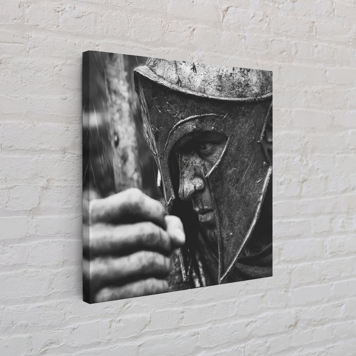 Black And White Spartan Helmet Wall Art, Moody Warrior Canvas Print, Ancient Greek Decor, Masculine Office Art, Gift For Him