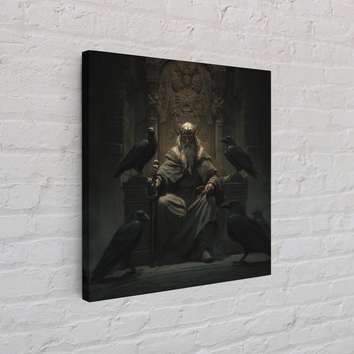 Raven King On Ancient Throne Wall Art, Dark Academia Fantasy Print, Gothic Medieval Decor, Moody Castle Canvas Art, Statement Artwork