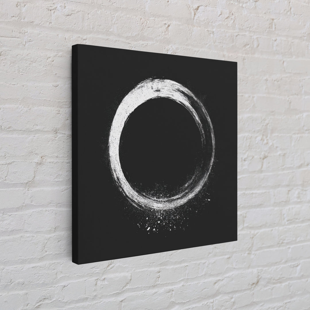 Minimal Enso Circle Zen Wall Art, Black And White Brushstroke Framed Canvas Print, Japanese Meditation Decor