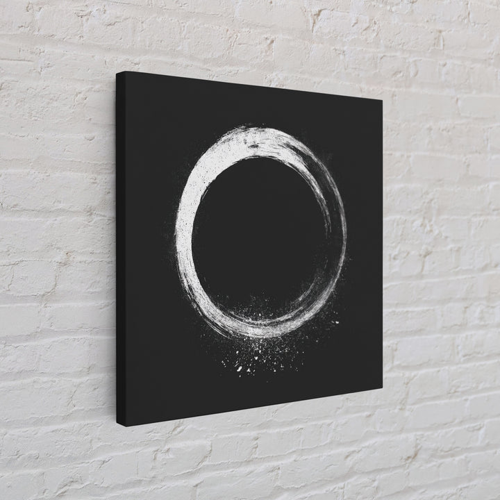 Minimal Enso Circle Zen Wall Art, Black And White Brushstroke Framed Canvas Print, Japanese Meditation Decor
