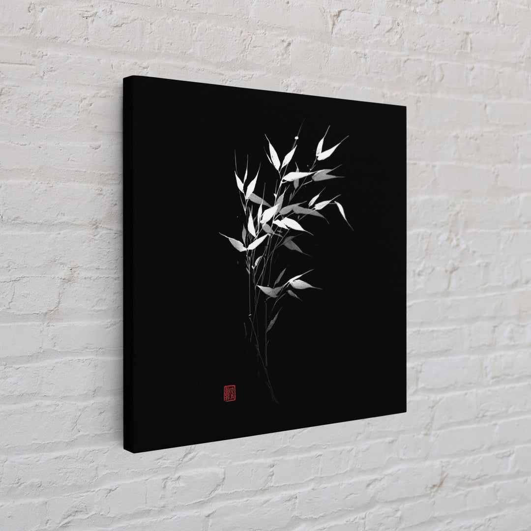 Minimalist Bamboo Leaves Black And White Japanese Wall Art Zen Nature Painting Modern Decor Living Room Wall Art Framed Canvas