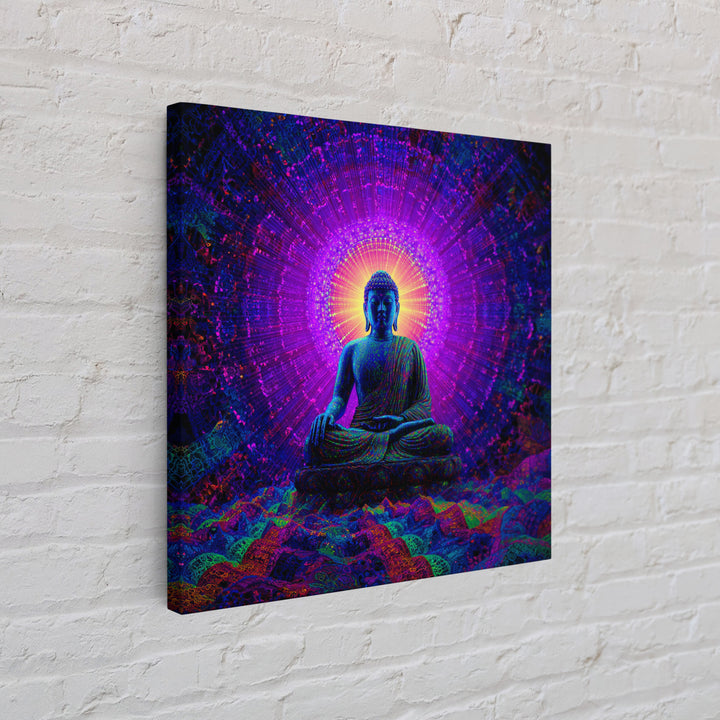 Psychedelic Buddha Aura Meditation Wall Art, Vibrant Cosmic Spiritual Canvas Print For Yoga Room And Zen Decor