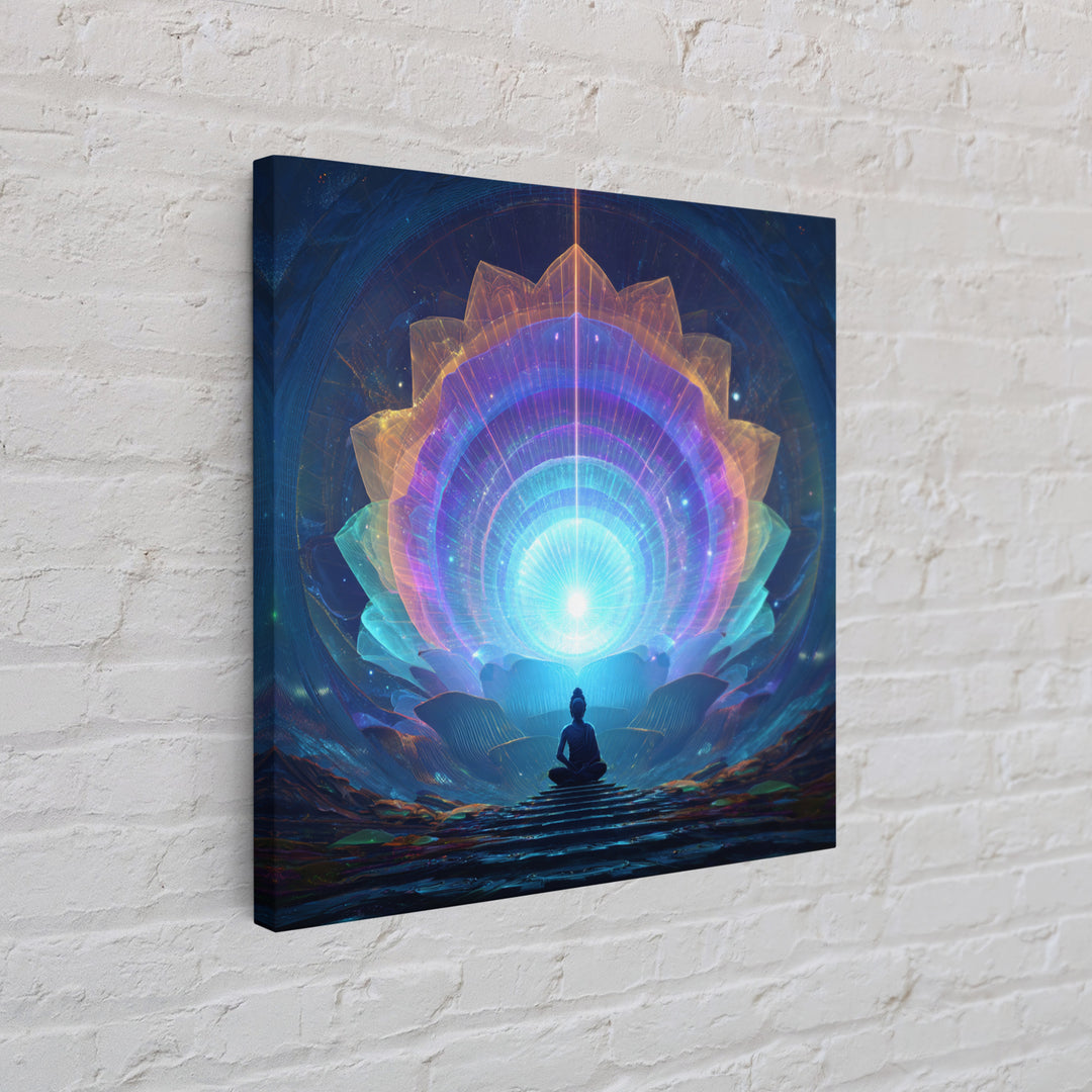 Cosmic Lotus Meditation Wall Art, Celestial Chakra Canvas Print, Psychedelic Spiritual Decor, Yoga Studio And Mindfulness Room Art