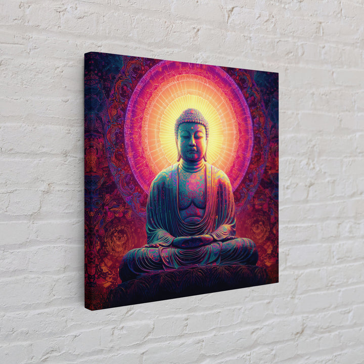 Vibrant Buddha Meditation Wall Art, Psychedelic Spiritual Canvas Print, Colorful Boho Decor Yoga Room Spiritual Art