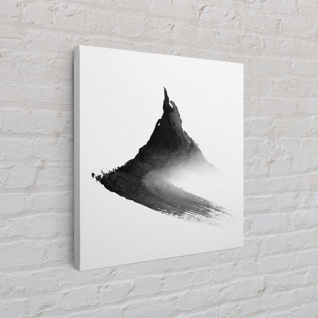 Minimalist Ink Mountain Brushstroke Wall Art, Black And White Abstract Canvas Print For Japandi Modern Home Decor