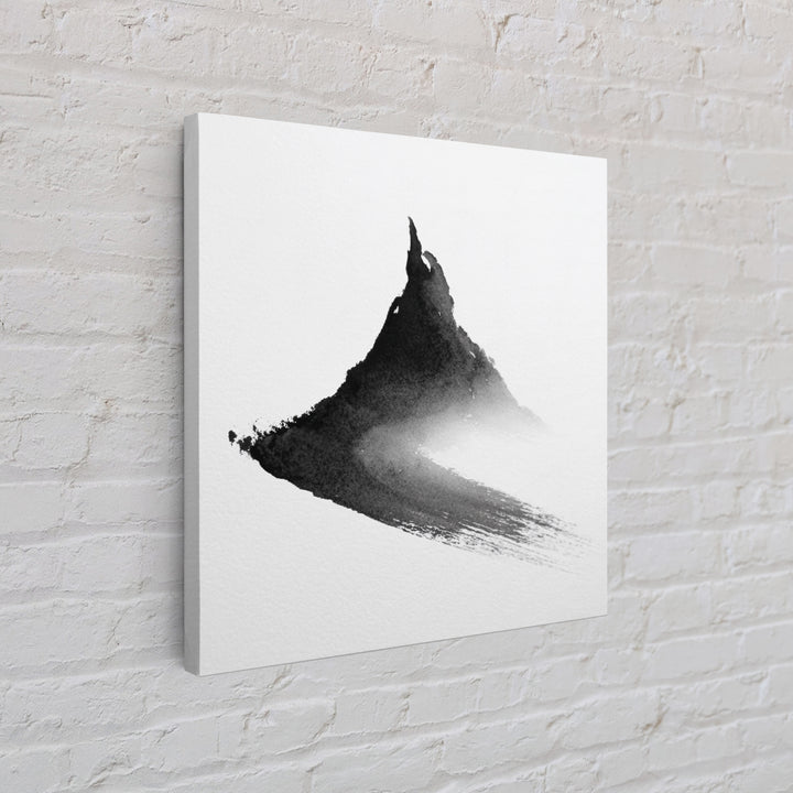 Minimalist Ink Mountain Brushstroke Wall Art, Black And White Abstract Canvas Print For Japandi Modern Home Decor