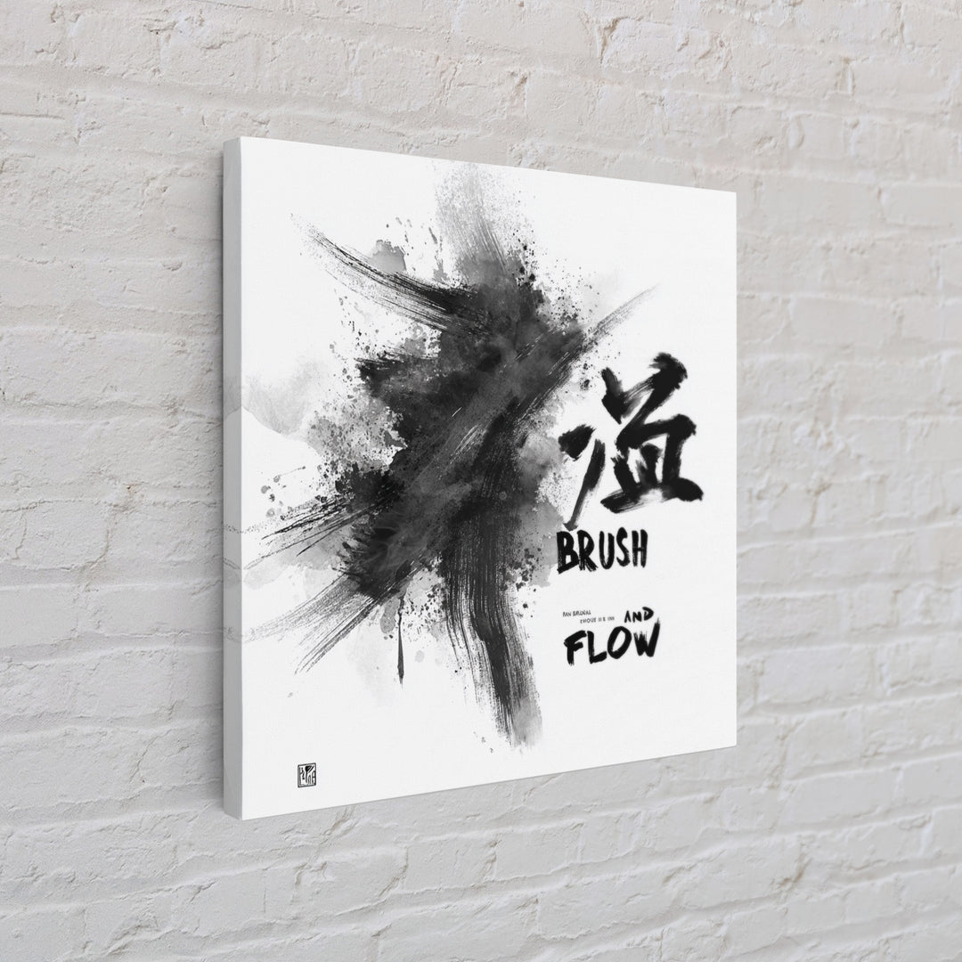 Bold Ink Brush Calligraphy Wall Art, Black And White Abstract Painting Print, Modern Japanese Wall Decor For Office Or Home