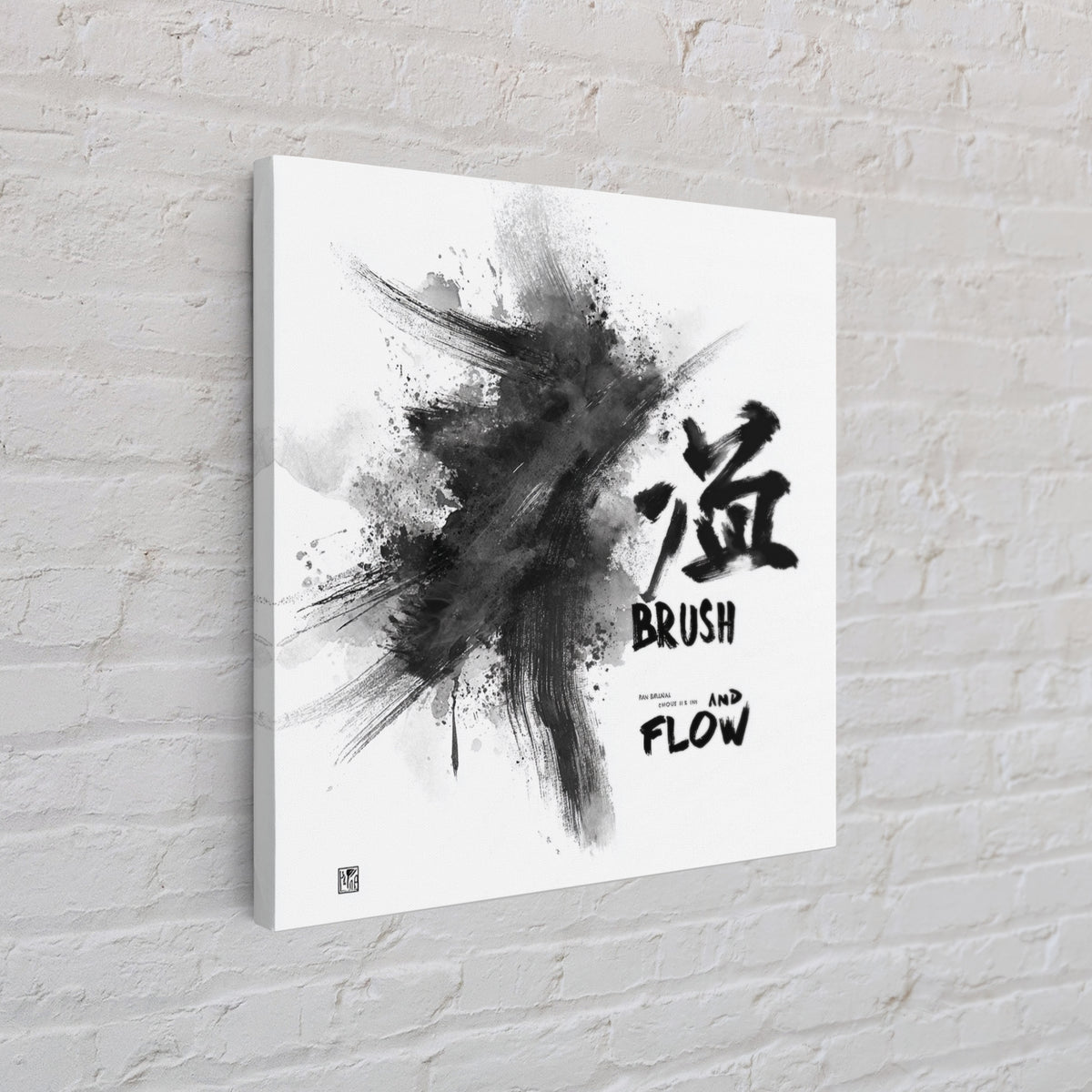 Bold Ink Brush Calligraphy Wall Art, Black And White Abstract Painting Print, Modern Japanese Wall Decor For Office Or Home