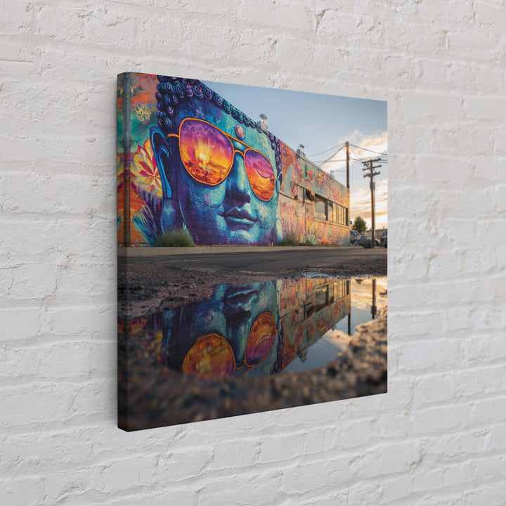 Colorful Buddha Street Art Reflection Wall Art, Urban Graffiti Photography Print, Modern Home Decor Living Room Wall Art