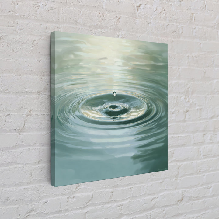 Soothing Water Ripple With Falling Droplet Wall Art, Minimalist Zen Landscape Canvas Print For Calming Modern Decor