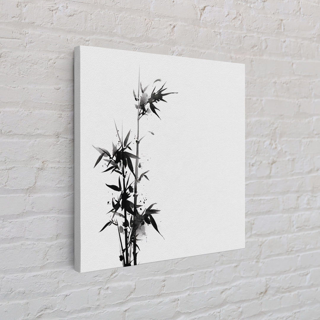 Minimalist Ink Bamboo Wall Art, Black And White Japanese Painting Canvas Print, Modern Zen Home Decor