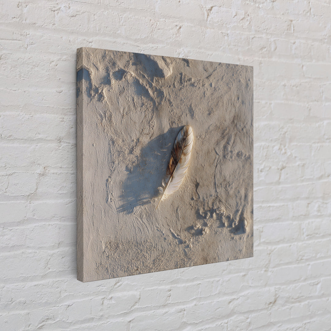 Minimal Feather In Sand Photography Wall Art, Neutral Beach Print, Coastal Wall Decor, Scandinavian Minimalist Home Decor
