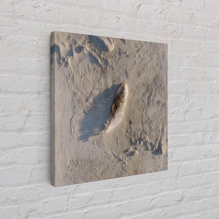 Minimal Feather In Sand Photography Wall Art, Neutral Beach Print, Coastal Wall Decor, Scandinavian Minimalist Home Decor