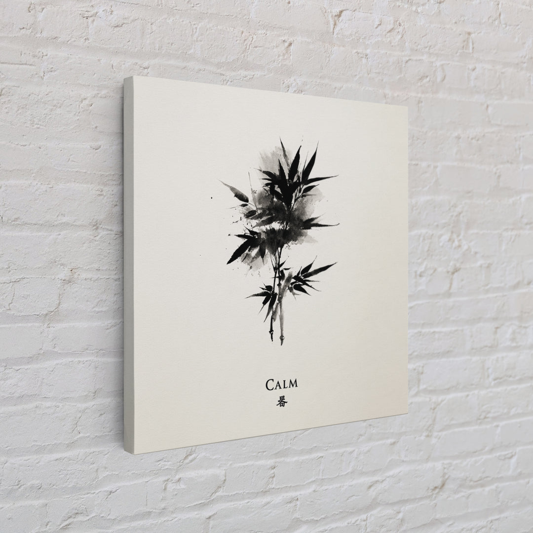 Minimalist Ink Bamboo Calm Wall Art Print, Japanese Zen Calligraphy Painting For Meditation Room Decor Modern Home