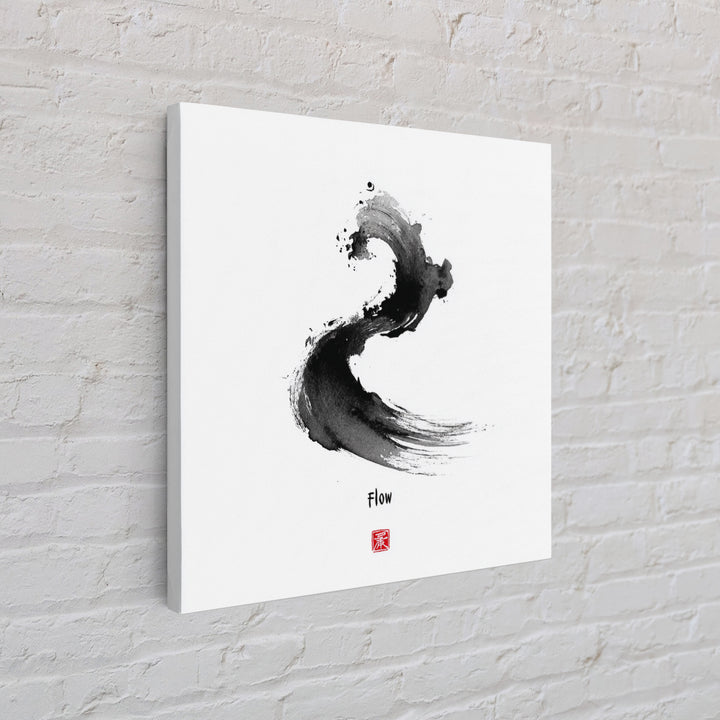Minimalist Black Ink Flow Brushstroke Abstract Wall Art Contemporary Art Canvas Print For Modern Home Decor