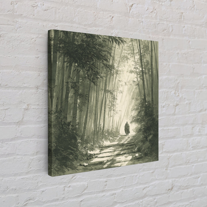 Monk Walking In Bamboo Forest Wall Art, Serene Japanese Landscape Print, Zen Home Decor, Calming Nature Wall Art Print
