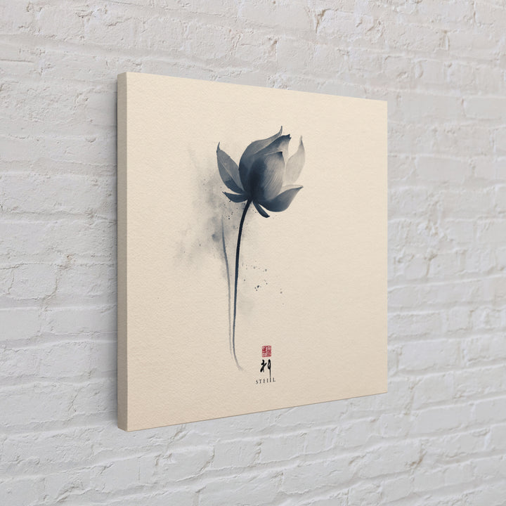 Minimalist Ink Lotus Flower Wall Art, Japanese Style Botanical Print, Zen Meditation Decor For Calm Modern Bedroom Or Spa