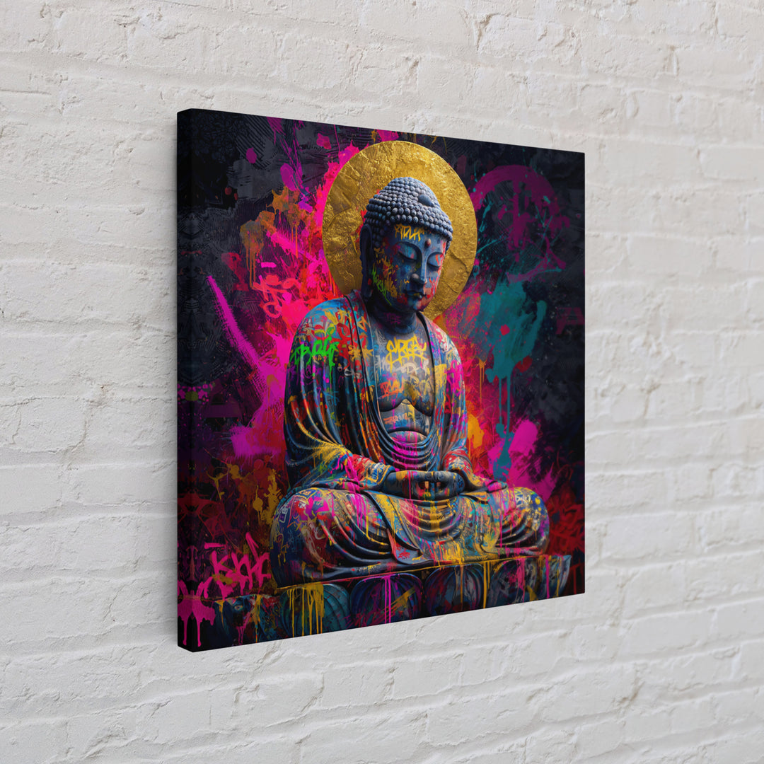 Colorful Graffiti Buddha Wall Art Canvas Print Modern Street Art Spiritual Zen Decor Meditation Room Art