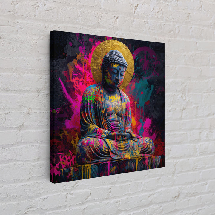 Colorful Graffiti Buddha Wall Art Canvas Print Modern Street Art Spiritual Zen Decor Meditation Room Art