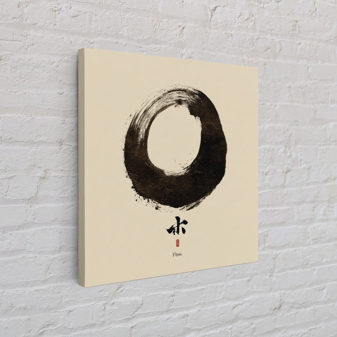Minimal Zen Enso Circle Ink Painting Wall Art, Japandi Style Meditation Home Decor, Modern Minimalist Canvas Print