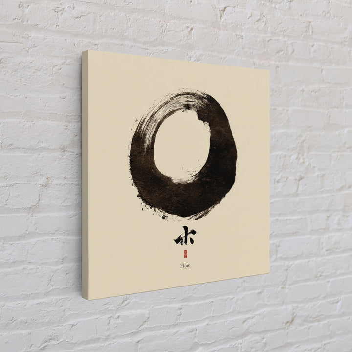 Minimal Zen Enso Circle Ink Painting Wall Art, Japandi Style Meditation Home Decor, Modern Minimalist Canvas Print