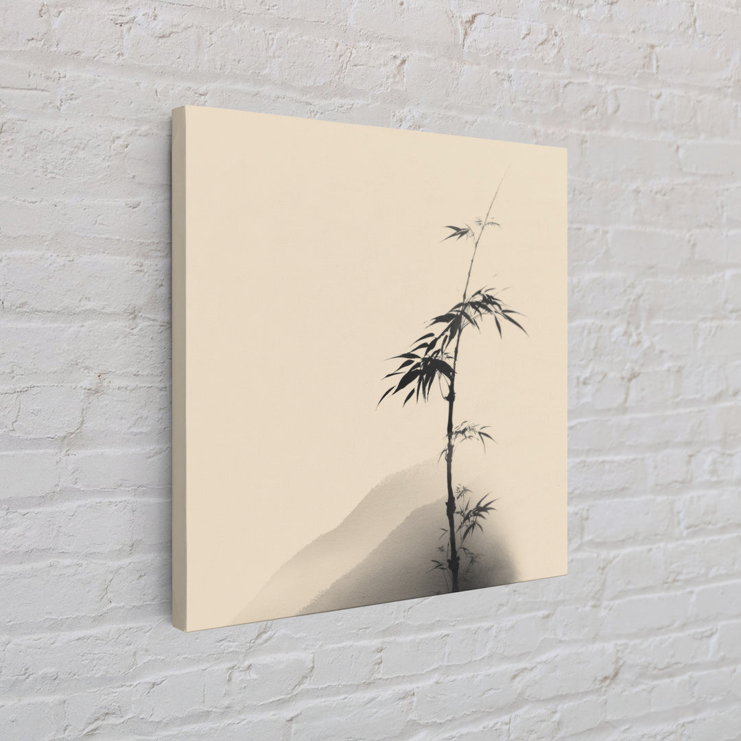 Minimal Japanese Bamboo Ink Painting Wall Art, Neutral Zen Japandi Canvas Print, Calming Nature Home Decor