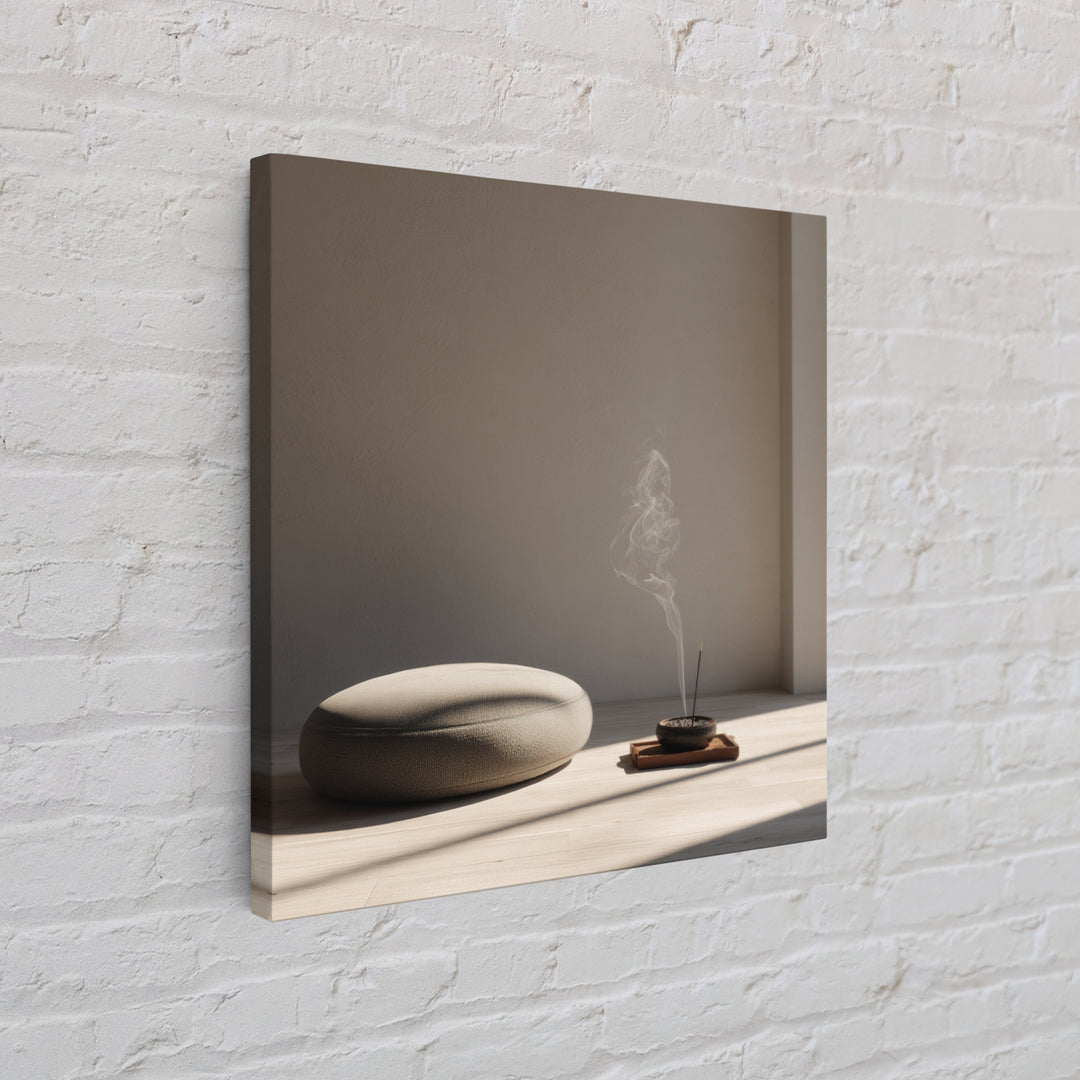 Minimalist Zen Meditation Corner Wall Art, Japandi Style Sunlit Room Photography Print, Calming Neutral Home Decor Bedroom Art