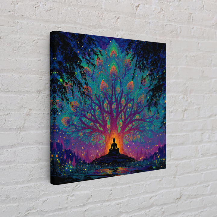 Mystic Tree Of Life Meditation Wall Art, Psychedelic Celestial Canvas Print, Spiritual Boho Decor, Yoga Room And Zen Home Decor